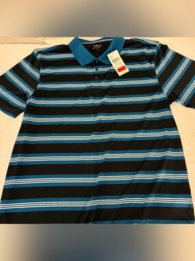 PBX Pro Polo Shirt Men XL Blue Black White Stripe Golf Grandpa Core Preppy NWT